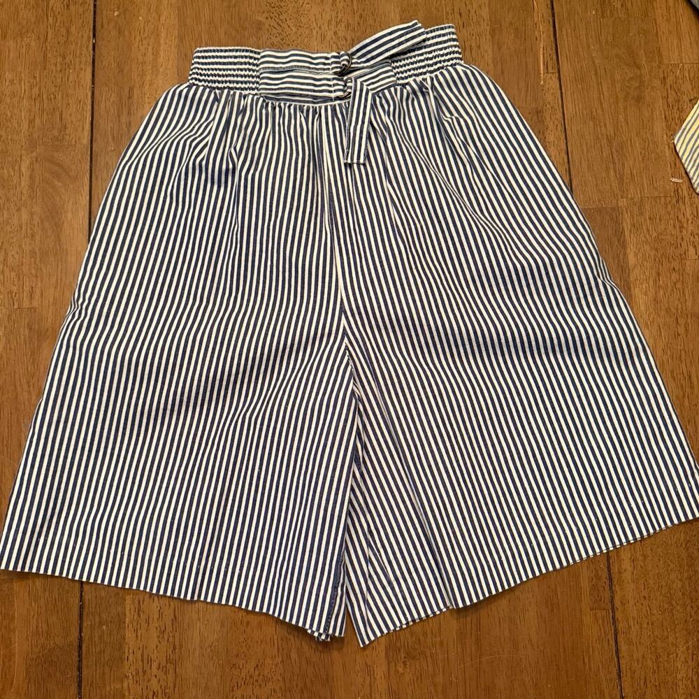 Vintage 90s Take 1 Striped High Waisted Shorts Blue White Size 8 USA Mom Shorts